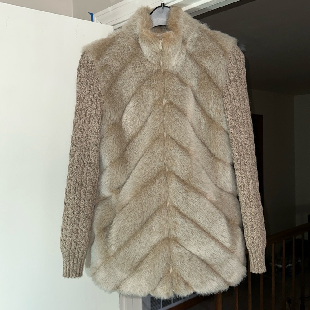 EUC Alpine Studio Faux Fur & Sweater Coat